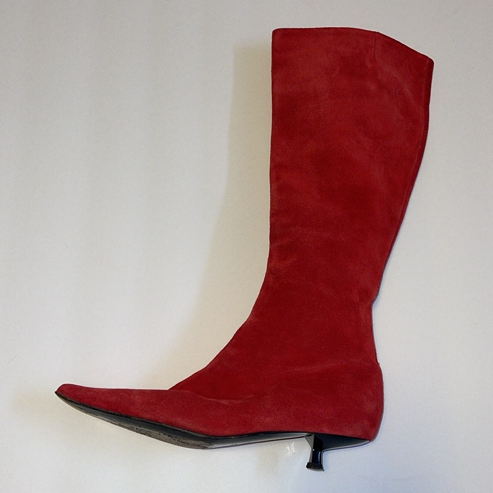 Vicini Pointy Toed Red Suede Boots - Women’s Size 37.5 - Picture 3 of 13
